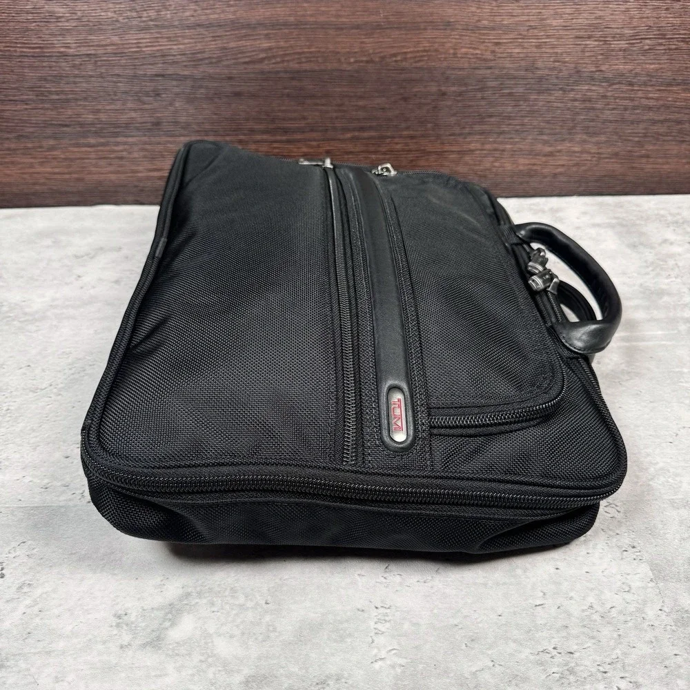 TUMI Padded 15' Laptop Files Soft Briefcase Leather Handles and Multi Pockets